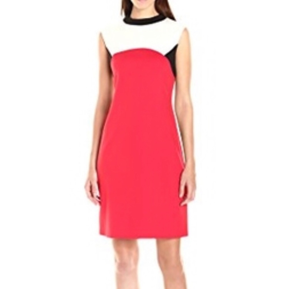 Nine West Ponte color block A-line with mock neck